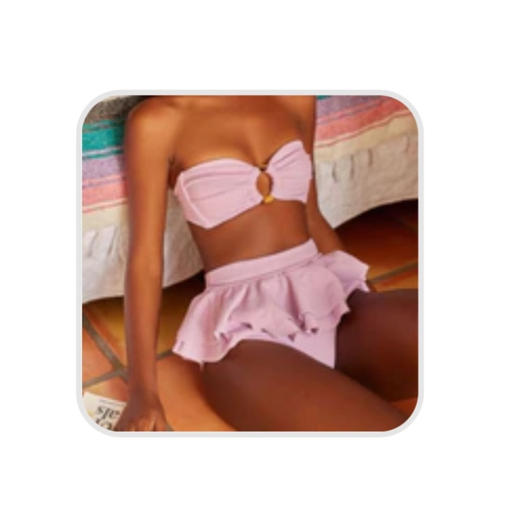 NWT Flaxmaker Pink Ruffled Bikini
